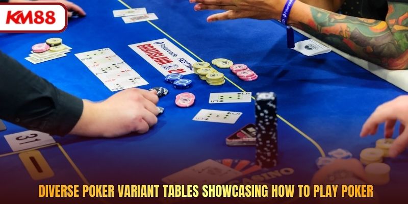 Diverse poker variant tables showcasing how to play poker