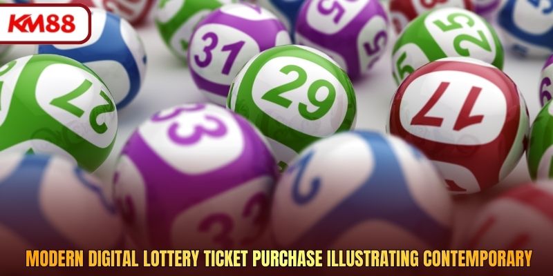 Modern digital lottery ticket purchase illustrating contemporary